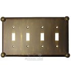 Button Switchplate Quadruple Toggle Switchplate in Pewter with Cherry Wash