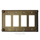 Button Switchplate Quadruple Rocker/GFI Switchplate in Pewter with Verde Wash