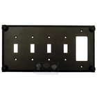 Button Switchplate Combo Rocker/GFI Quadruple Toggle Switchplate in Pewter with Verde Wash