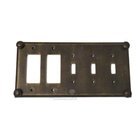 Button Switchplate Combo Double Rocker/GFI Triple Toggle Switchplate in Pewter with Cherry Wash