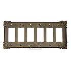 Corinthia Switchplate Six Gang Rocker/GFI Switchplate in Pewter with Verde Wash