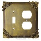 Corinthia Switchplate Combo Single Toggle Duplex Outlet Switchplate in Pewter with Maple Wash