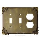 Corinthia Switchplate Combo Duplex Outlet Double Toggle Switchplate in Verdigris