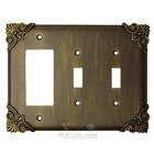 Corinthia Switchplate Combo Rocker/GFI Double Toggle Switchplate in Antique Gold