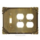 Corinthia Switchplate Combo Double Duplex Outlet Single Toggle Switchplate in Bronze with Verde Wash