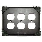 Corinthia Switchplate Triple Duplex Outlet Switchplate in Pewter with Maple Wash