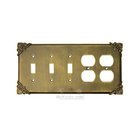 Corinthia Switchplate Combo Double Duplex Outlet Triple Toggle Switchplate in Black with Steel Wash