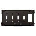 Corinthia Switchplate Combo Rocker/GFI Quadruple Toggle Switchplate in Black with Steel Wash