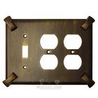 Hammerhein Switchplate Combo Double Duplex Outlet Single Toggle Switchplate in Antique Gold