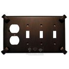 Hammerhein Switchplate Combo Duplex Outlet Triple Toggle Switchplate in Bronze with Verde Wash