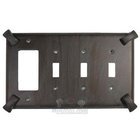 Hammerhein Switchplate Combo Rocker/GFI Triple Toggle Switchplate in Pewter with Cherry Wash