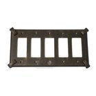 Hammerhein Switchplate Five Gang Rocker/GFI Switchplate in Brushed Natural Pewter