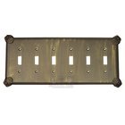 Oceanus Switchplate Six Gang Toggle Switchplate in Antique Gold