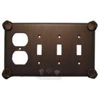 Oceanus Switchplate Combo Duplex Outlet Triple Toggle Switchplate in Black with Steel Wash