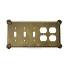 Oceanus Switchplate Combo Double Duplex Outlet Triple Toggle Switchplate in Pewter with Terra Cotta Wash