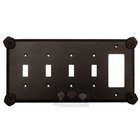 Oceanus Switchplate Combo Rocker/GFI Quadruple Toggle Switchplate in Black with Cherry Wash