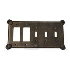Oceanus Switchplate Combo Double Rocker/GFI Triple Toggle Switchplate in Bronze with Black Wash