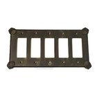 Oceanus Switchplate Five Gang Rocker/GFI Switchplate in Pewter with Cherry Wash