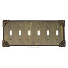 Roguery Switchplate Six Gang Toggle Switchplate in Brushed Natural Pewter