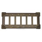 Roguery Switchplate Six Gang Rocker/GFI Switchplate in Pewter with Maple Wash