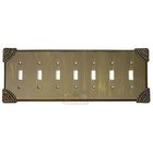 Roguery Switchplate Seven Gang Toggle Switchplate in Pewter with White Wash