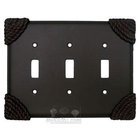 Roguery Switchplate Triple Toggle Switchplate in Pewter with Cherry Wash