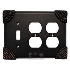 Roguery Switchplate Combo Double Duplex Outlet Single Toggle Switchplate in Black