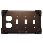 Roguery Switchplate Combo Duplex Outlet Triple Toggle Switchplate in Antique Bronze