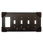 Roguery Switchplate Combo Rocker/GFI Quadruple Toggle Switchplate in Pewter with Maple Wash