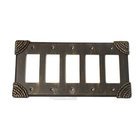 Roguery Switchplate Five Gang Rocker/GFI Switchplate in Pewter with White Wash