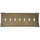 Sonnet Switchplate Seven Gang Toggle Switchplate in Pewter with Maple Wash