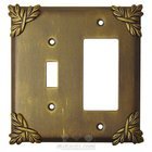 Sonnet Switchplate Combo Rocker/GFI Single Toggle Switchplate in Pewter with Verde Wash