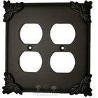 Sonnet Switchplate Double Duplex Outlet Switchplate in Black with Maple Wash