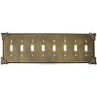 Sonnet Switchplate Eight Gang Toggle Switchplate in Antique Gold