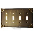 Sonnet Switchplate Quadruple Toggle Switchplate in Antique Gold