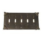 Sonnet Switchplate Five Gang Toggle Switchplate in Bronze Rubbed
