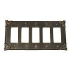Sonnet Switchplate Five Gang Rocker/GFI Switchplate in Black with Chocolate Wash