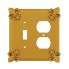 Fleur De Lis Combo Toggle/Duplex Outlet Switchplate in Weathered White