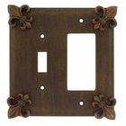 Fleur De Lis Combo Toggle/Rocker Switchplate in Pewter with Copper Wash