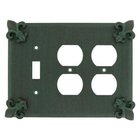 Fleur De Lis 1 Toggle/2 Duplex Outlet Switchplate in Black with Terra Cotta Wash