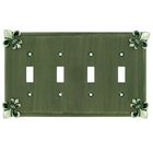 Fleur De Lis Quadruple Toggle Switchplate in Pewter with White Wash