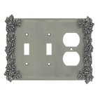 Grapes 2 Toggle/1 Duplex Outlet Switchplate in Pewter with Maple Wash