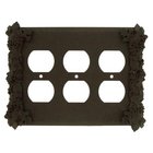 Grapes Triple Duplex Outlet Switchplate in Black with Maple Wash