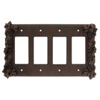Grapes Quadruple Rocker/GFI Switchplate in Bronze with Verde Wash