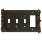 Grapes 3 Toggle/1 Rocker Switchplate in Antique Gold