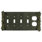 Grapes 4 Toggle/1 Duplex Outlet Switchplate in Pewter with Terra Cotta Wash