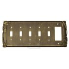 Bamboo Switchplate Combo Rocker/GFI Five Gang Toggle Switchplate in Verdigris