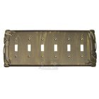 Bamboo Switchplate Six Gang Toggle Switchplate in Antique Gold