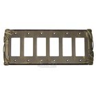 Bamboo Switchplate Six Gang Rocker/GFI Switchplate in Pewter with Maple Wash