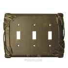 Bamboo Switchplate Triple Toggle Switchplate in Pewter with White Wash
